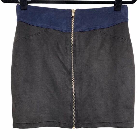 Zara Charcoal Gray‎ & Blue Faux Suede Mini Skirt - Picture 1 of 8